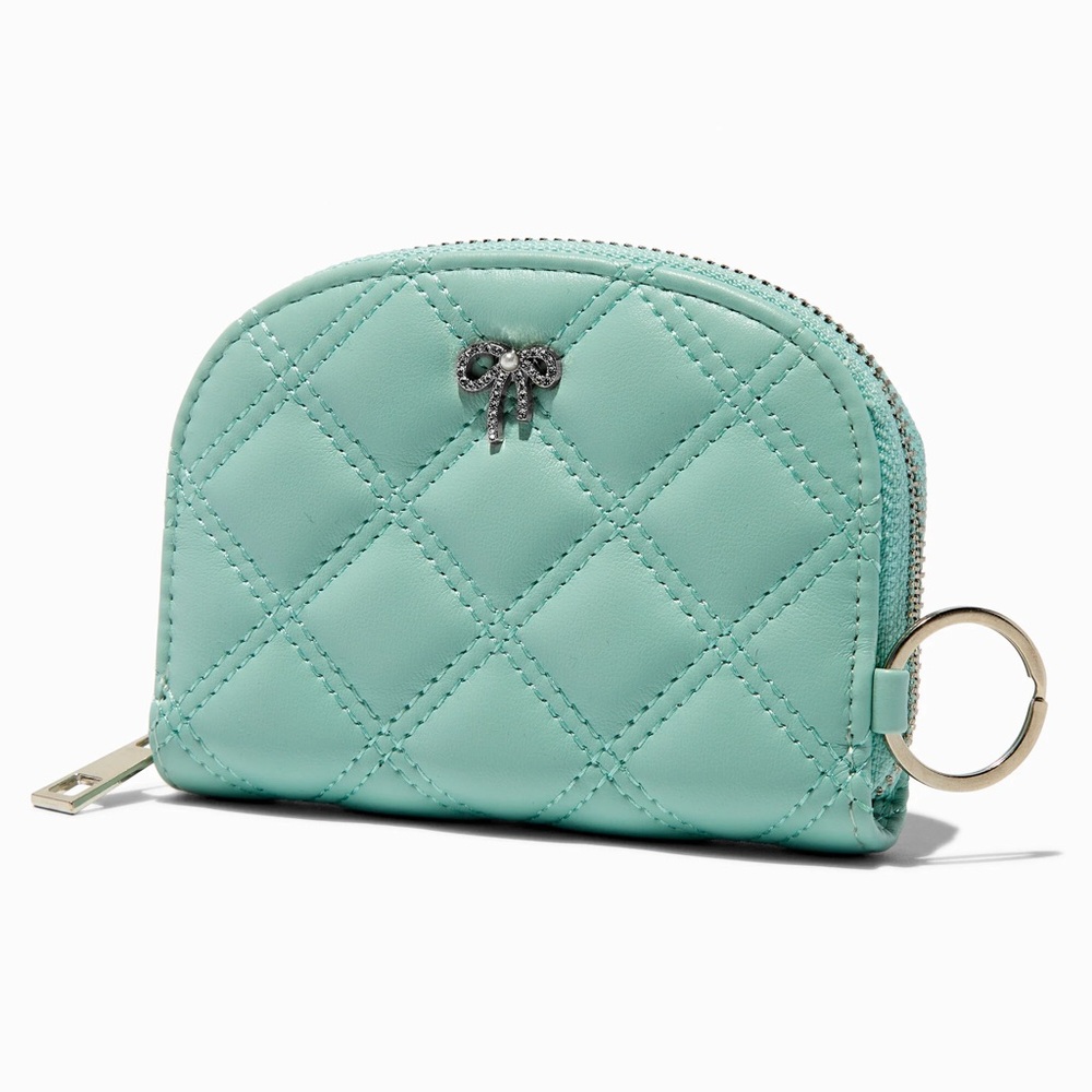 NWOT Icing Mint Quilted Wallet with Bow Accent